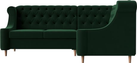 Угловой диван «Бронкс» Зеленый, Велюр, правый