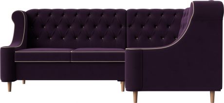 Угловой диван «Бронкс» фиолетовыйбежевый, Велюр, правый