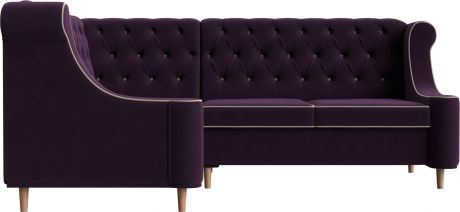Угловой диван «Бронкс» фиолетовыйбежевый, Велюр, левый
