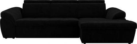 Угловой диван-кровать «Мисандра» Черный, Велюр, правый