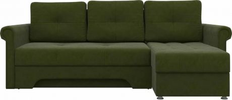 Угловой диван-кровать «Леон» Зеленый, Микровельвет, правый