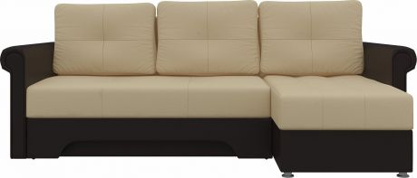 Угловой диван-кровать «Леон» бежевыйкоричневый, Экокожа, правый