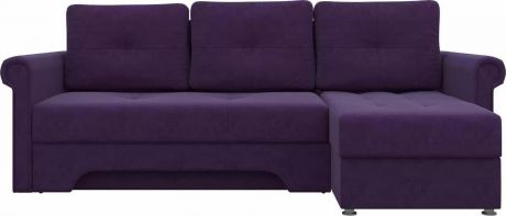 Угловой диван-кровать «Леон» Фиолетовый, Микровельвет, правый