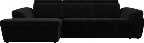 Угловой диван-кровать «Мисандра» Черный, Велюр, левый
