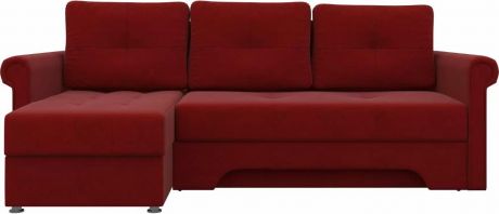 Угловой диван-кровать «Леон» Бордовый, Микровельвет, левый