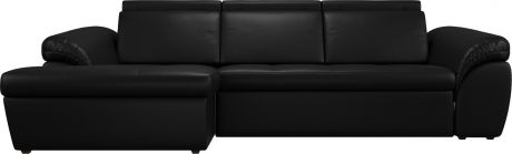 Угловой диван-кровать «Мисандра» Черный, Экокожа, левый