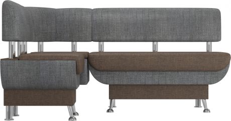 Кухонный угловой диван «Альфа» коричневыйСерый, Рогожка, левый