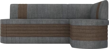 Кухонный угловой диван-кровать «Токио» Серыйкоричневый, Рогожка, правый
