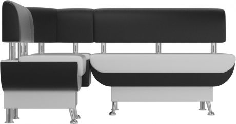 Кухонный угловой диван «Альфа» Белый\Черный, Экокожа, левый