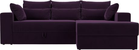Угловой диван-кровать «Майами» Фиолетовый, Велюр, правый
