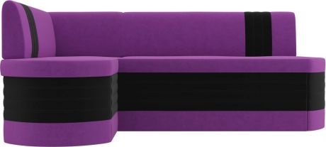 Кухонный угловой диван-кровать «Токио» ФиолетовыйЧерный, Микровельвет, левый