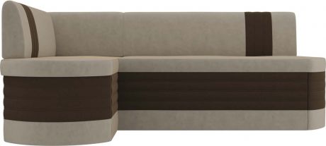 Кухонный угловой диван-кровать «Токио» бежевыйкоричневый, Микровельвет, левый