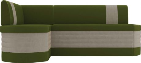 Кухонный угловой диван-кровать «Токио» ЗеленыйБежевый, Микровельвет, левый