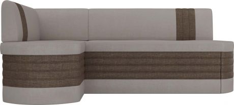 Кухонный угловой диван-кровать «Токио» бежевыйкоричневый, Рогожка, левый
