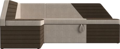 Кухонный угловой диван-кровать «Дуглас» бежевый\коричневый, Рогожка, левый