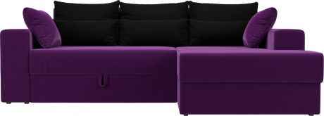 Угловой диван-кровать «Майами» ФиолетовыйЧерный, Микровельвет, правый