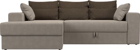 Угловой диван-кровать «Майами» бежевыйкоричневый, Рогожка, левый