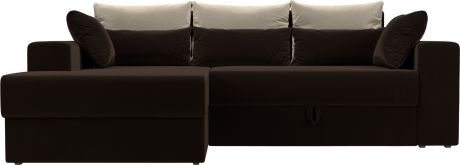 Угловой диван-кровать «Майами» коричневыйбежевыйкоричневый, Микровельвет, левый