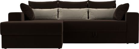 Угловой диван-кровать «Майами» КоричневыйКоричневыйБежевый, Микровельвет, левый