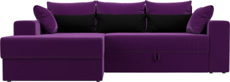 Угловой диван-кровать «Майами» ФиолетовыйФиолетовыйЧерный, Микровельвет, левый