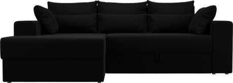 Угловой диван-кровать «Майами» Черный, Микровельвет, левый