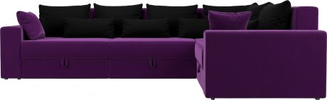 Угловой диван-кровать «Майами Long» ФиолетовыйЧерный, Микровельвет, правый