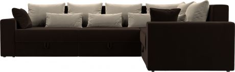 Угловой диван-кровать «Майами Long» КоричневыйБежевый, Микровельвет, правый