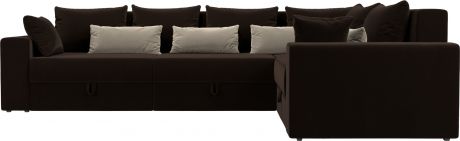 Угловой диван-кровать «Майами Long» КоричневыйКоричневыйБежевый, Микровельвет, правый