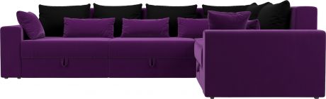 Угловой диван-кровать «Майами Long» ФиолетовыйЧерныйФиолетовый, Микровельвет, правый