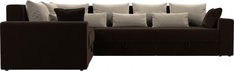 Угловой диван-кровать «Майами Long» КоричневыйБежевый, Микровельвет, левый