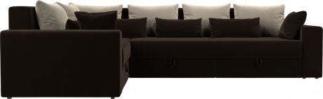 Угловой диван-кровать «Майами Long» коричневыйбежевыйкоричневый, Микровельвет, левый