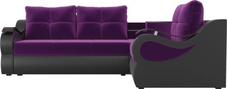 Угловой диван-кровать «Митчелл» ФиолетовыйЧерный, МикровельветЭкокожа, правый