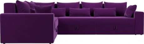 Угловой диван-кровать «Майами Long» Фиолетовый, Микровельвет, левый