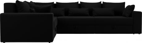 Угловой диван-кровать «Майами Long» Черный, Микровельвет, левый