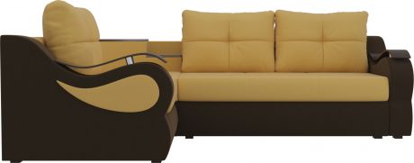 Угловой диван-кровать «Митчелл» Желтыйкоричневый, Микровельвет, левый