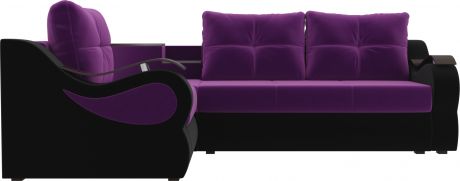 Угловой диван-кровать «Митчелл» ФиолетовыйЧерный, Микровельвет, левый