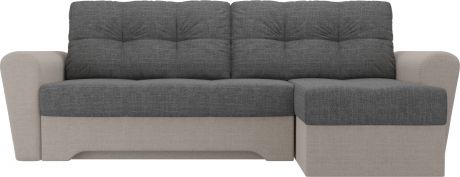 Угловой диван-кровать «Амстердам» серыйбежевый, Рогожка, правый