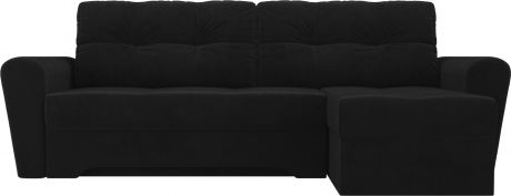 Угловой диван-кровать «Амстердам» Черный, Велюр, правый