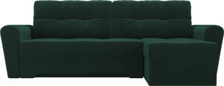 Угловой диван-кровать «Амстердам» Зеленый, Велюр, правый