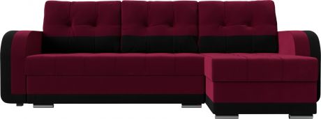 Угловой диван-кровать «Марсель» БордовыйЧерный, Микровельвет, правый