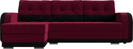 Угловой диван-кровать «Марсель» БордовыйЧерный, Микровельвет, левый