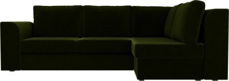 Угловой диван-кровать «Пауэр» Зеленый, Микровельвет, правый