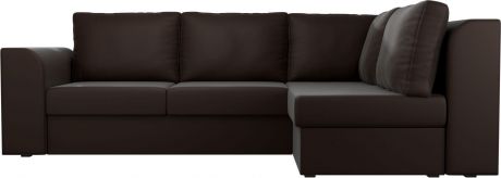 Угловой диван-кровать «Пауэр» Коричневый, Экокожа, правый