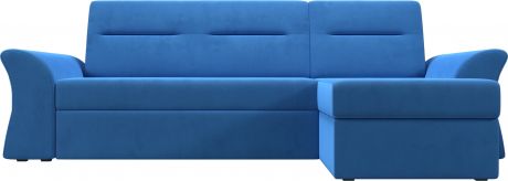 Угловой диван-кровать «Клайд» Голубой, Велюр, правый