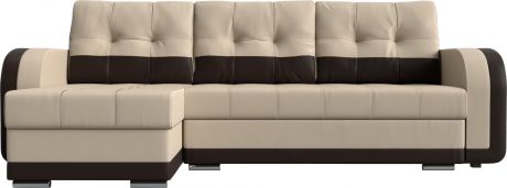 Угловой диван-кровать «Марсель» бежевыйкоричневый, Экокожа, левый