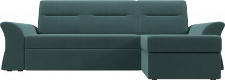 Угловой диван-кровать «Клайд» бирюзовый, Велюр, правый