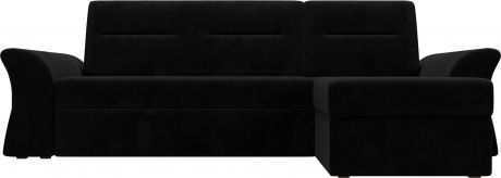 Угловой диван-кровать «Клайд» Черный, Велюр, правый