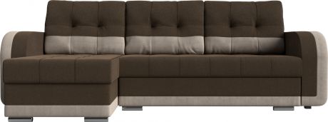 Угловой диван-кровать «Марсель» КоричневыйБежевый, Рогожка, левый