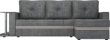 Угловой диван-кровать «Атланта М» серыйбежевый, Рогожка, правый