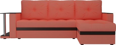Угловой диван-кровать «Атланта М» Коралловый, Микровельвет, правый